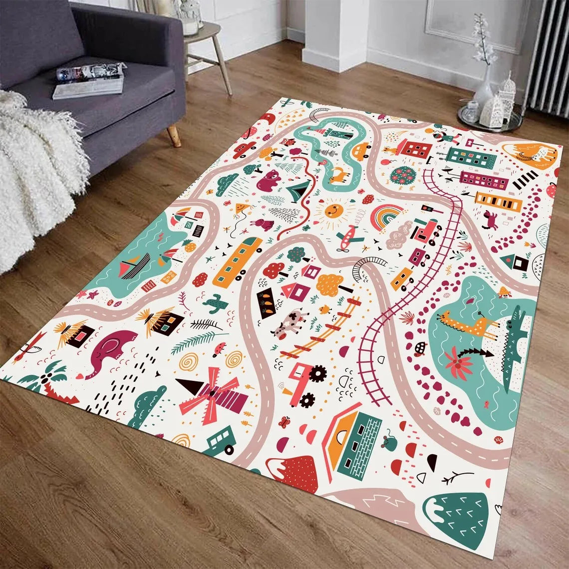 Kids Car Play Traffic Rug