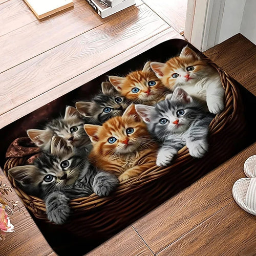 Cartoon Cat Door Mat Soft Comfortable Non-Slip Bedroom Living Room Entrance Floor Carpet Hand Washable Home Decor