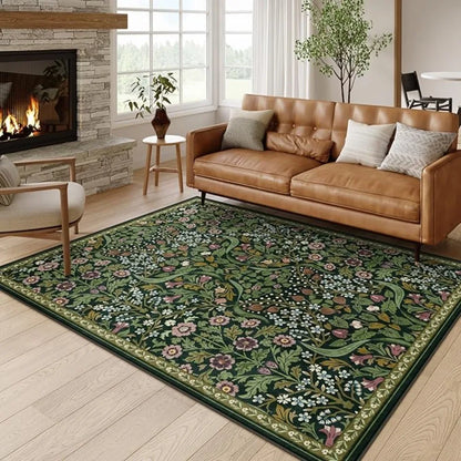 Floral vine pattern soft floor rug