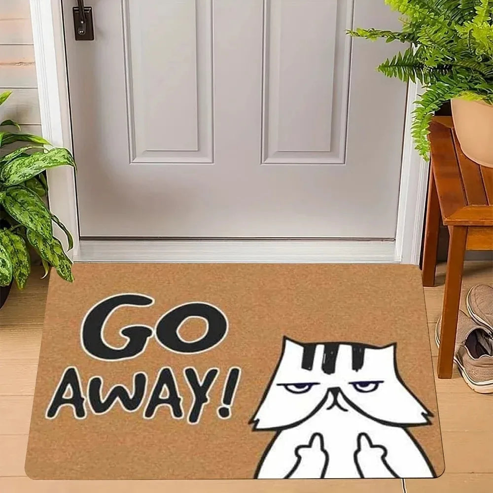 Funny “Go Away” Cat Non-Slip Doormat
