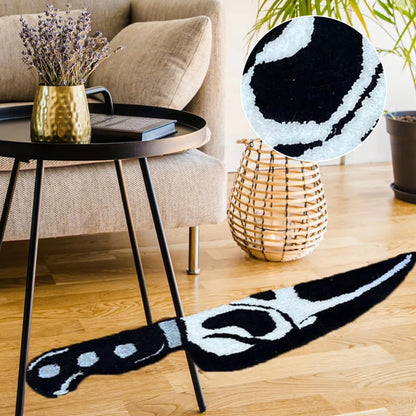 VIKAMA Knife Rug Black White Minimalist Floor Mat Bedroom Living Room Home Decor