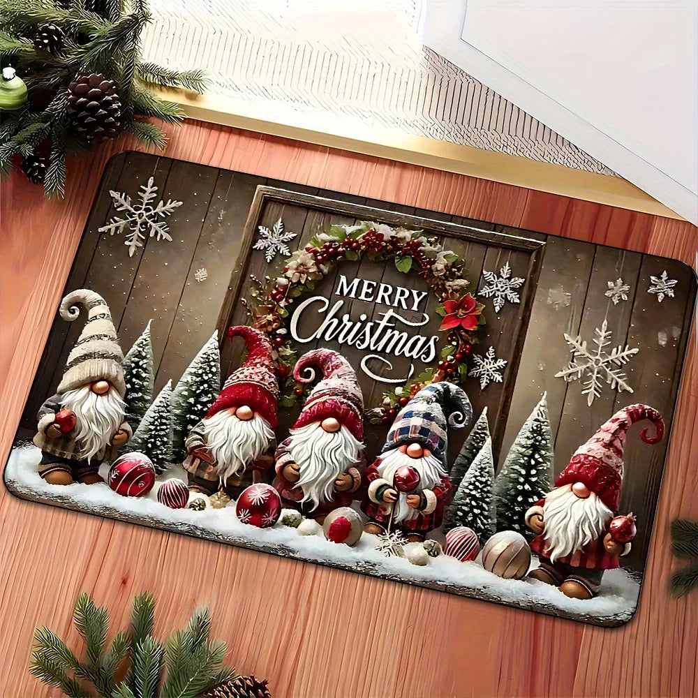 Santa Claus Christmas welcome door mat holiday decor rug