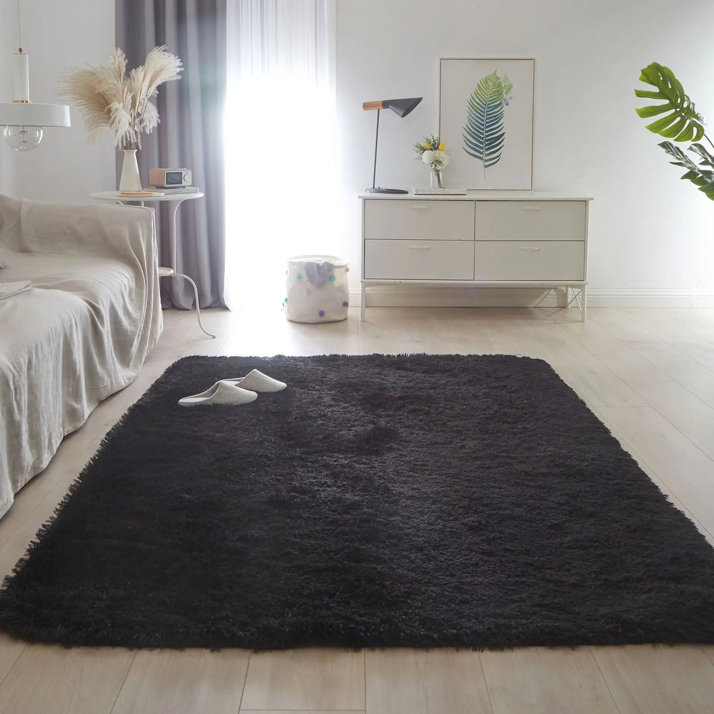 Fluffy plush living room area rug