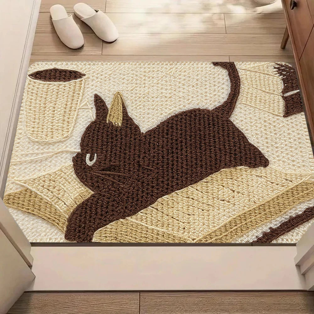 Cute cartoon cat non-slip soft floor rug