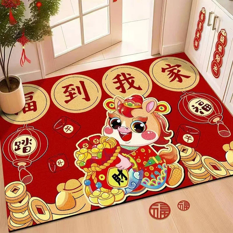 Chinese Lucky Red Spring Festival Welcome Doormat