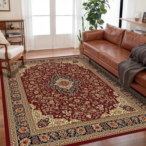 VIKAMA Bohemian Floor Mat Non-Slip Easy-Care Large Area Rug Living Room Bedroom Home Decor