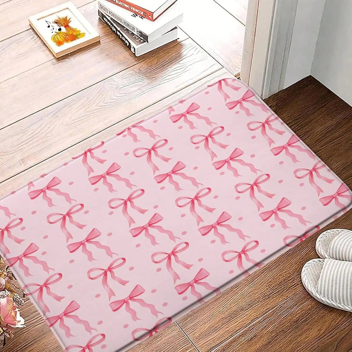 Cute Bow Carpet Mat Non-Slip Absorbent Quick-Dry Bathroom Shower Room Bathtub Rug Home Decor