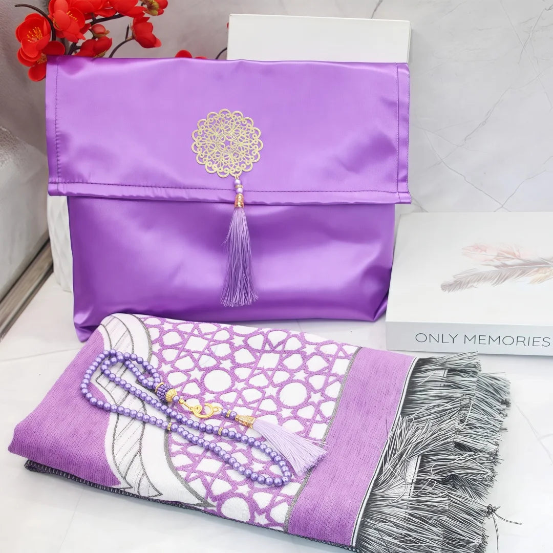 Portable Muslim prayer rug set