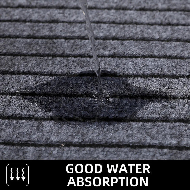 Solid Color Seven Stripe Door Mat Flocking Absorbent Non-Slip Carpet Entrance Shower Room Machine Washable Rug