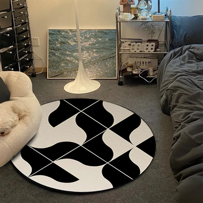 VIKAMA Record CD Round Carpet Non-Slip Game Chair Living Room Floor Mat