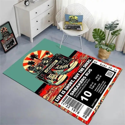 Sneaker Box Carpet Mat Non-Slip Floor Rug Home Bedroom Living Room Decor Sneaker Style Carpet