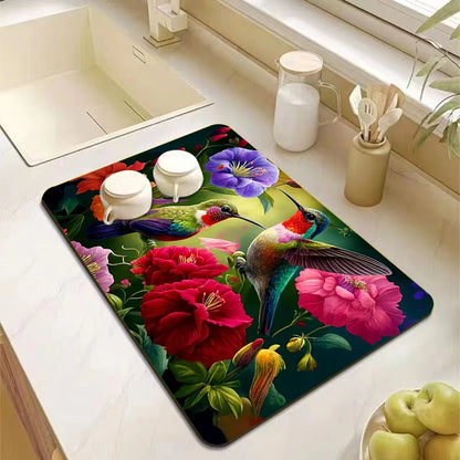 Hummingbird Absorbent Kitchen Drying Mat