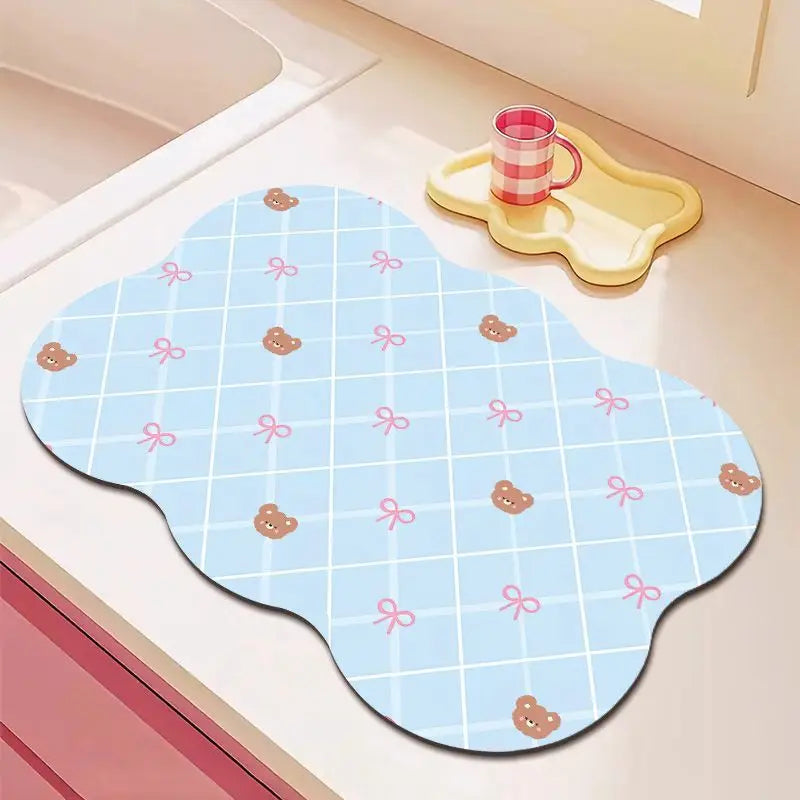 Cute diatomite non-slip quick-dry kitchen mat