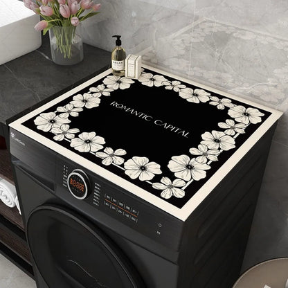 VIKAMA American Floral Anti-Slip Mat Washing Machine Silicone Pad Refrigerator Nightstand Floor Protector Home Decor