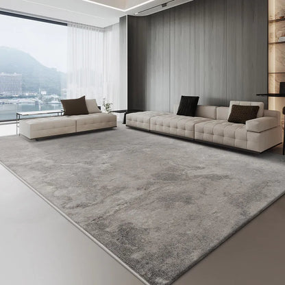 Modern Minimalist Grey Plush Washable Area Rug