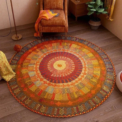 Vintage Bohemian Circular Ethnic Area Rug