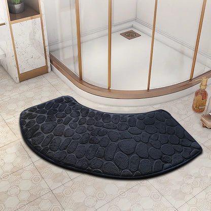 3D Cobblestone Velvet Bath Mat Non-Slip Absorbent Quick-Dry Washable Bathroom Door Rug