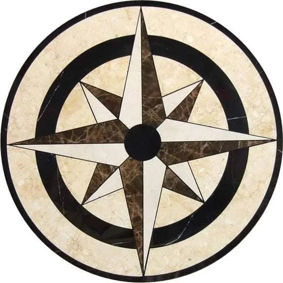 Compass Round Medallion Non-Slip Area Rug