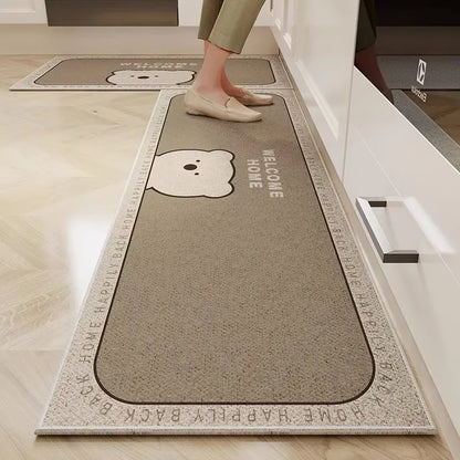 VIKAMA Cartoon Crystal Velvet Non-Slip Kitchen Floor Mat