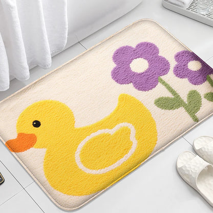 Yellow duck floor mat, absorbent small carpet, toilet seat mat, decorative floor mat, bathroom door mat, machine washable