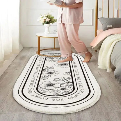 VIKAMA Modern Simple Imitation Cashmere Bedroom Bed Rug Oval Bed Front Mat Light Luxury Ins Style Carpet Nordic Living Room Rug