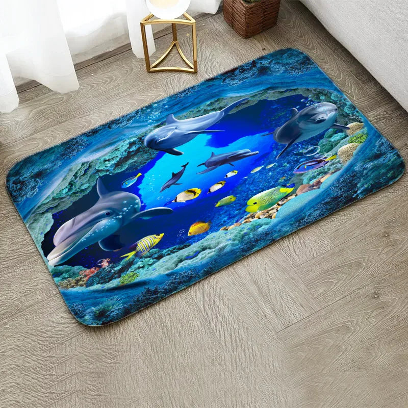 VIKAMA Coastal Ocean Life Non-Slip Doormat