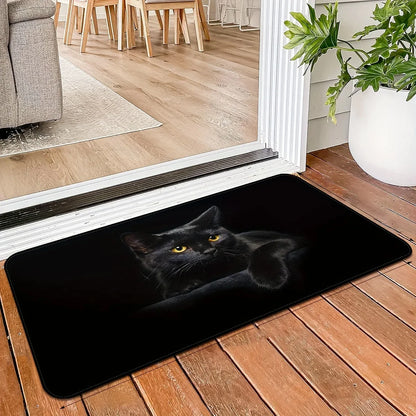 Black Cat Non-Slip Door Mat