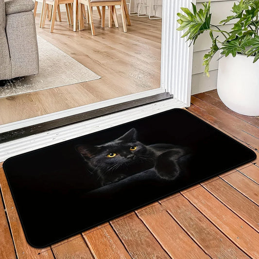 Black Cat Non-Slip Door Mat