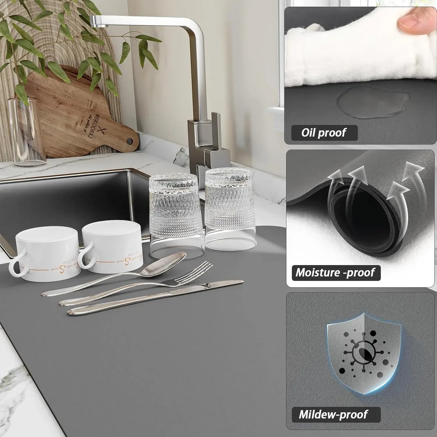 Modern Floral Kitchen Drying Mat