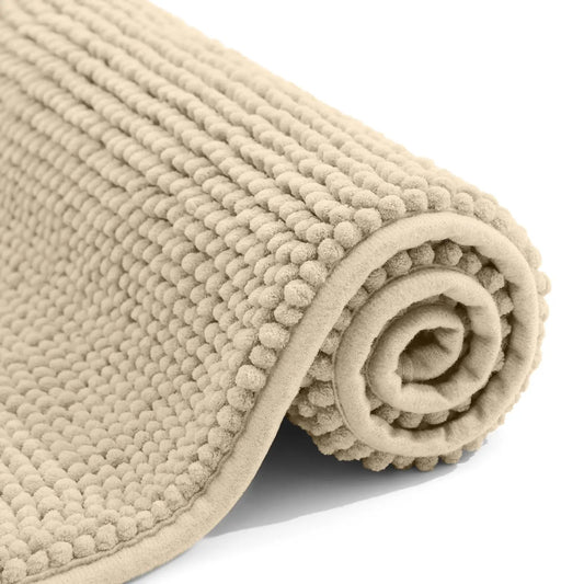 Olanly Chenille Bath Mat Super Soft Non-Slip Absorbent Bathroom Rug