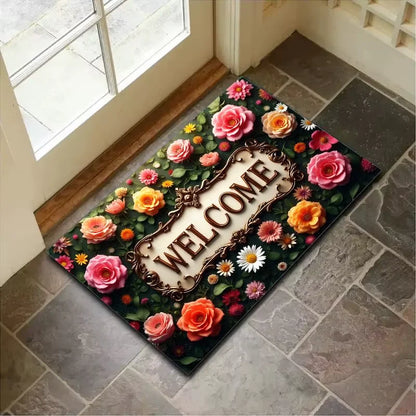 VIKAMA Summer Retro Non-Slip Door Mat Indoor Outdoor Bathroom Floor Rug Home Decor