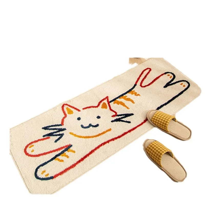 VIKAMA Cartoon Cat Cooling & Warm Plush Area Rug
