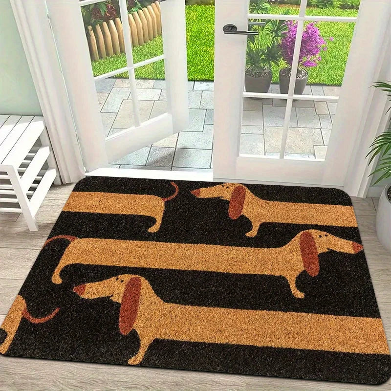 VIKAMA Funny Dachshund Non-Slip Coir Entrance Doormat
