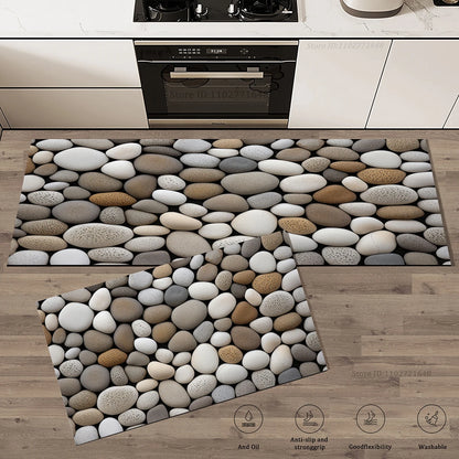 Pebble Pattern Floor Mat High Quality Non-Slip Absorbent Kitchen Entrance Doormat Waterproof Washable Living Room Carpet Home Decor