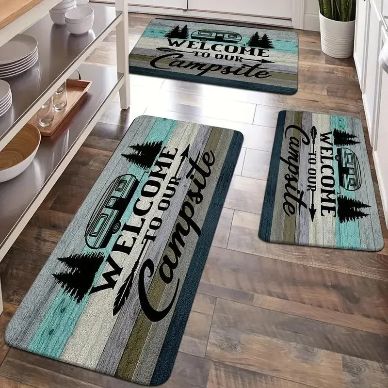 VIKAMA Modern Printed Kitchen Floor Mat Washable Non-Slip Laundry Corridor Entrance Carpet
