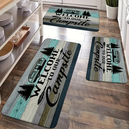 VIKAMA Modern Printed Kitchen Floor Mat Washable Non-Slip Laundry Corridor Entrance Carpet