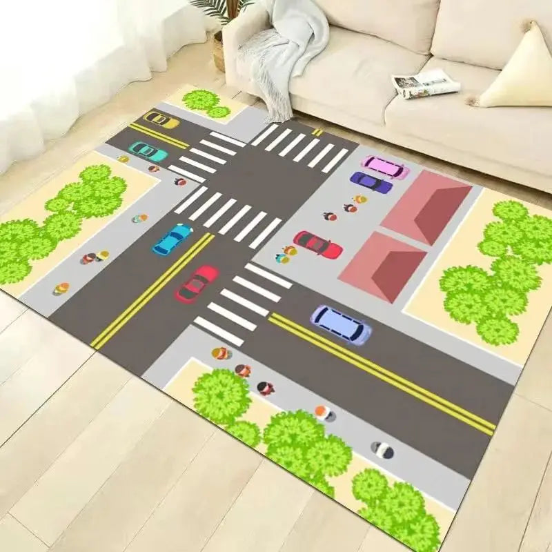 VIAKAMA Cartoon Traffic Car Track Play Mat Kids Kindergarten Educational Baby Room Game Carpet Home Decor