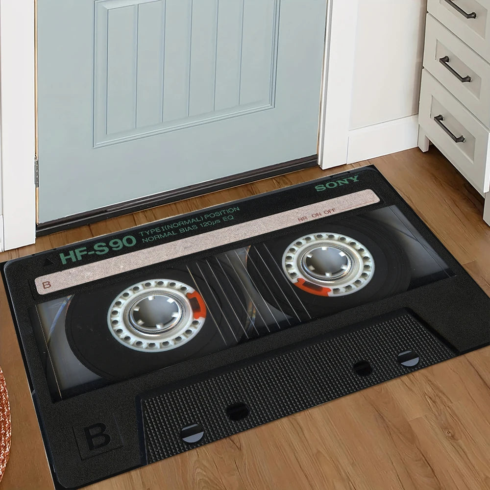 Retro cassette tape floor mat rug