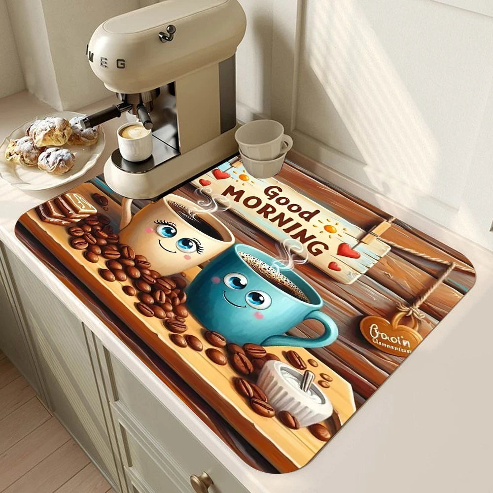 Absorbent Coffee Machine Drip Mat with Non-Slip Rubber Sole Anti-Dirt for Coffee Machine Kitchen Sink Bathroom Countertop