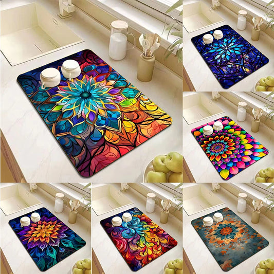Abstract Mandala Absorbent Drying Mat