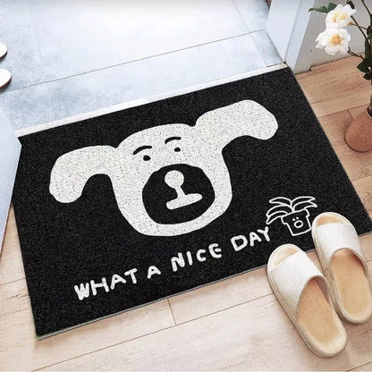 Home floor mat silk ring pvc pet carpet non-slip mat foot mat door door can be cut black entrance door mat
