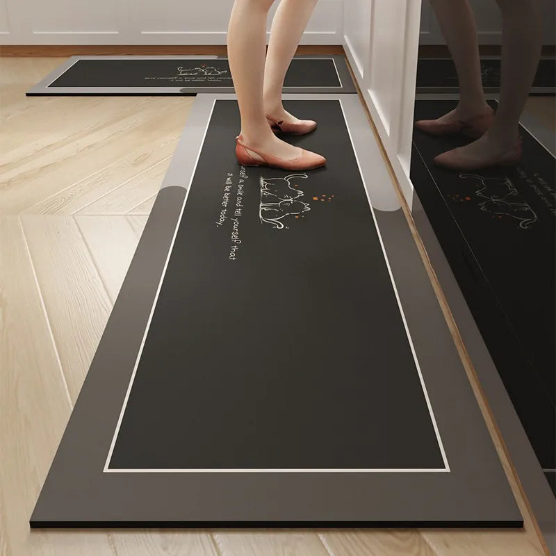 Long diatom mud oil-proof washable kitchen mat