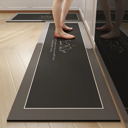 Long diatom mud oil-proof washable kitchen mat