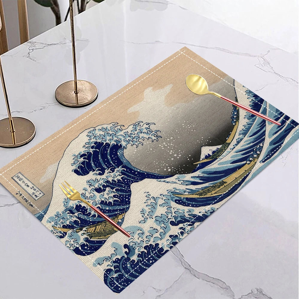 Japanese Ukiyo-e Linen Non-Slip Placemat