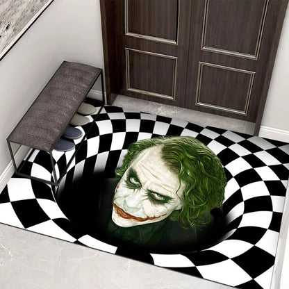 VIKAMA Halloween 3D Sewer Clown Doormat Horror Entry Door Mat Non-Slip Floor Carpet