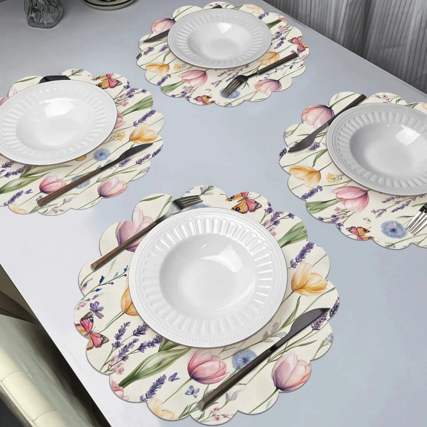 VIKAMA Spring Floral Round Placemat Set