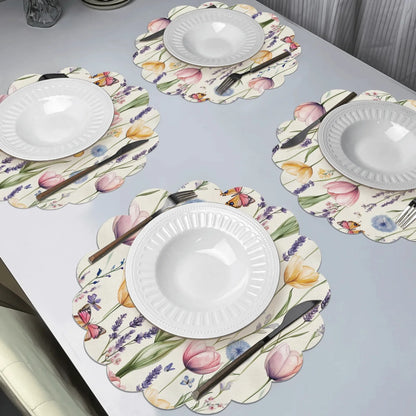 VIKAMA Spring Floral Round Placemat Set