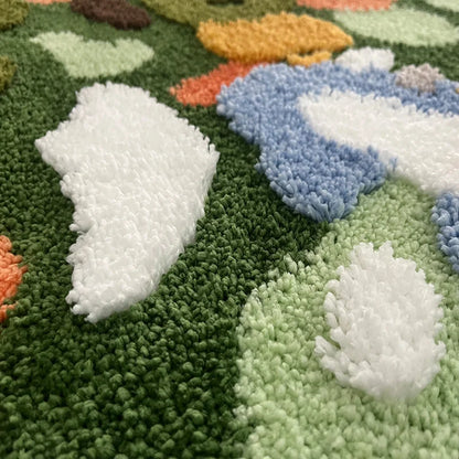 Green Moss Style Tufted Irregular Area Rug
