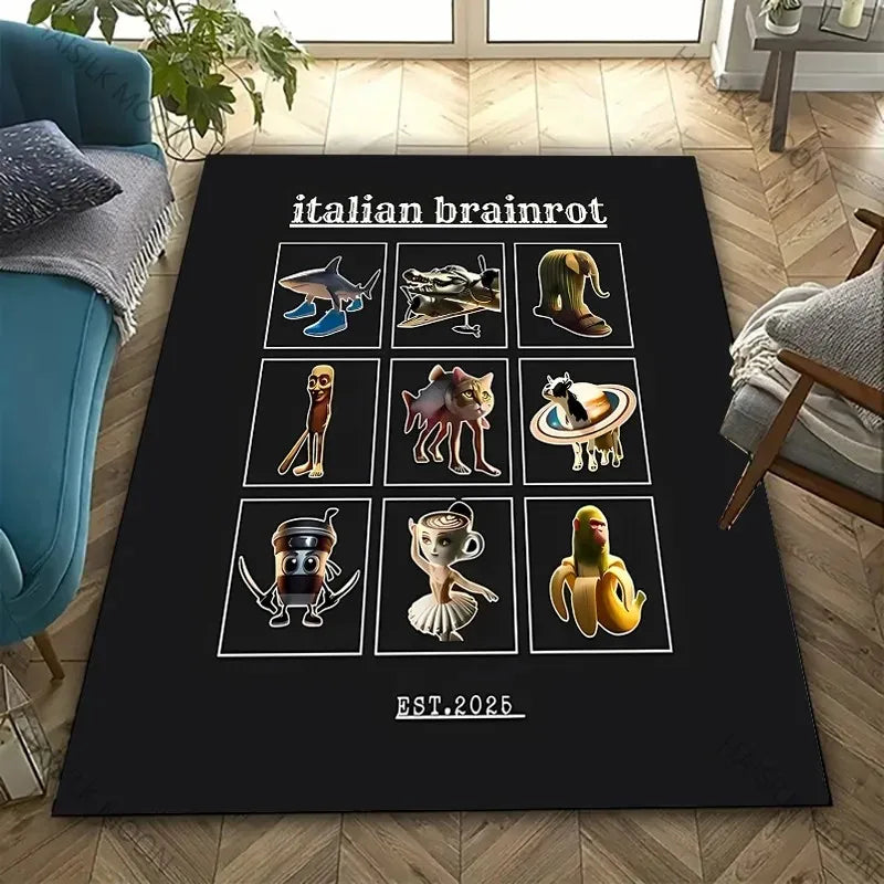 Funny Italian Brainrot Gaming Area Rug