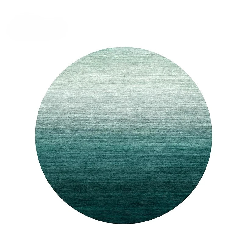 Modern Minimalist Green Round Plush Area Rug
